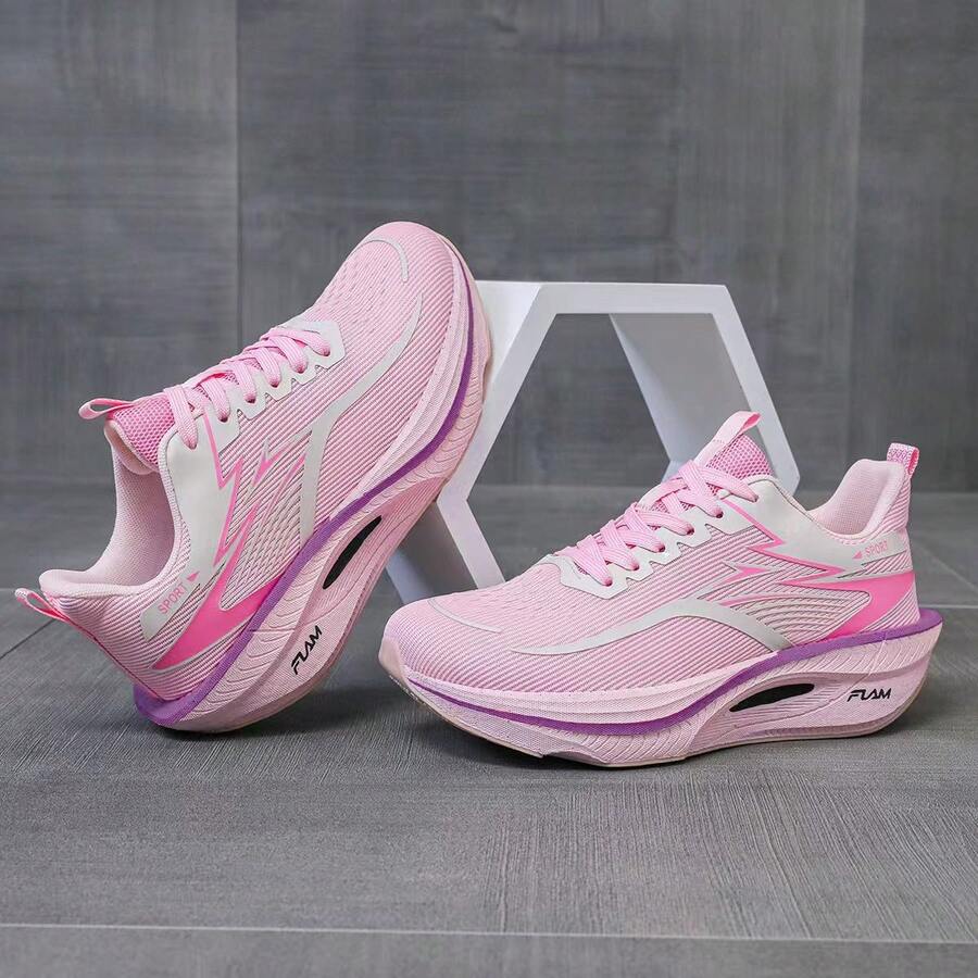Giày chạy bộ nữ thời trang đa năng công nghệ tấm carbon, giày thể thao marathon nhẹ, giảm sốc, sợi carbon phù hợp cho thanh thiếu niên, tập thể dục, chạy bộ, giày thể thao chạy bộ thường ngày thoáng khí, chống trượt, đế mềm, màu gradient cổ điển, giày đi bộ.