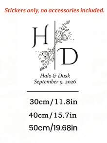 Custom Wedding Mirror Stickers, Suitable For Baby Shower, Party, Event, Personalized Welcome Sign, Exquisite Floral Art Font Customized Initial, Name And Date Wedding Easy-To-Apply Vinyl Text Wall Decal, Celebration Party Wall Sticker - Multicolor - View 3