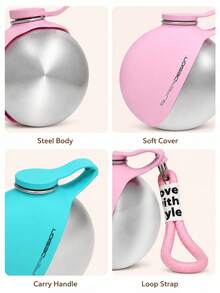 Minimalist Portable Pet Bottle With Thick Lanyard Durable Stainless Steel Dog Waterer For Puppy Kitten Sleek Puppy Drinking Flask Perfect For Reliable Daily Walking Running Gear 2 Colors Pet Travel Supplies - 彩色 - 查看 10