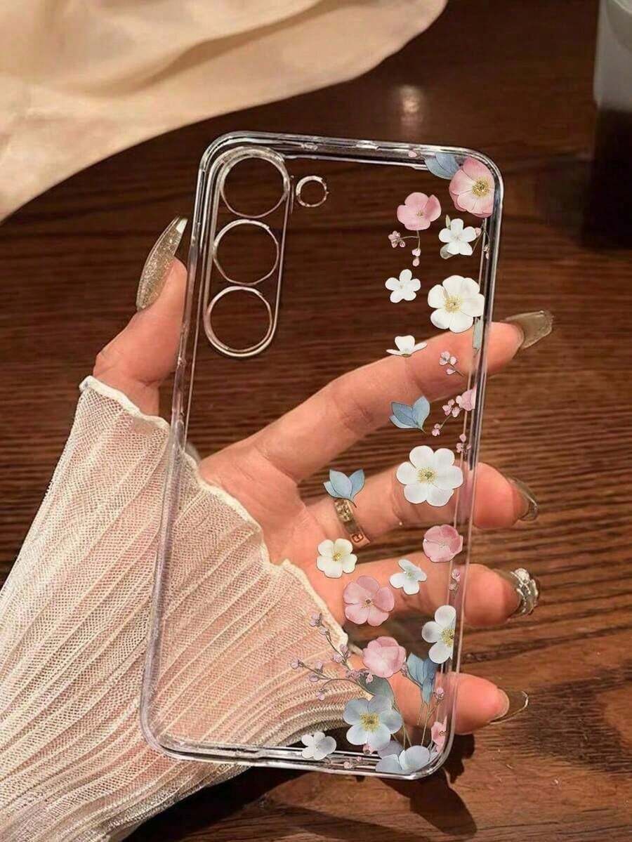 1 Piece Soft Phone Case With Artistic Floral Pattern, Compatible With Huawei Honor, Compatible With Redmi, Compatible With Galaxy A04e/12/A13/A14/A34/A50/A52/A53/A54/S21/S22/S23/S24/S25/S25Ultra/S25FE/S26/S26 PLUS/S26 ULTRA/S26 EDGE, 6A/7A/8A, 12T/13T/15T/15T Pro, International Version, Not The Domestic Version - 透明 9 - 查看 1