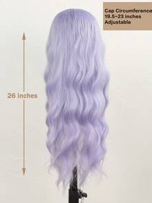 26 Inch Long Wavy Synthetic Wig, No Bangs. Available In Light Purple/Light Blue/Brown/Brown. Designed For Women, Natural Appearance And Heat Resistant. Suitable For Parties, Cosplay, Daily Wear. - Multicolor - View 9