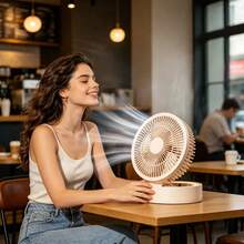 1pc Portable Desktop Fan, Household Small Fan, With LED Night Light, Both Vertical And Wall Mounted Design, USB Charging, With 5-Speed Wind Speed Adjustment, Lighting, And Timing Functions, Suitable For Home, Bedroom, Office, And Outdoor Use - Clip-on & Desk Combo - View 11