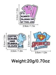 Medical Humor Ceramic Pin, Mini Pajamas, Scrub Uniform, Toner, Rubber Gloves, Superhero Quotes, Daily Wear For Nurses And Doctors - Multicolor - View 8