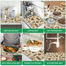 1pc Diatomaceous Earth Drying Mat, Non-Slip Heat-Resistant Absorbent Mat, Suitable For Kitchen Countertops, Coffee Machines, Tableware, Home Cafe Bar Party Decor Placemat Gift - Multicolor - View 7