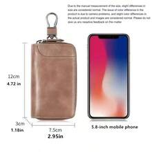 Genuine Keychain Car Key Holder Unisex Key Pouch Multi-Function Storage Wallet Key Case Smart Organizer Car Key Bag Key Storage Pouch Father's Day Gift Mother's Day Gift - Multicolor - View 5