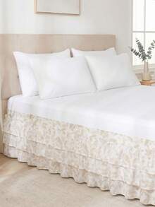 1pc Fresh Floral 3-Layer Bed Skirt (1pc/Pack), Simple Classic Design, Suitable For Daily Use, Made Of Comfortable Breathable Polyester Fabric, Suitable For All Seasons - Multicolor - View 9