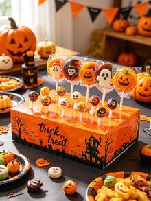 1pc Halloween Lollipop Display Stand, Halloween Castle Boo Ghost Pattern Lollipop Holder, Halloween Candy Cake Dessert Display Stand, Reusable Halloween Lollipop Storage Box, Halloween Party Candy Gift Packaging Supplies, Trick Or Treat, Halloween Party Table Centerpiece Decor, Halloween Party Supplies, Halloween Cake Decoration, Room Decor, Halloween Party Decoration, Halloween Gift, Party Favors - Halloween Pumpkin - View 4