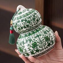陶瓷青花蓮藤葫蘆罐，居家收納整理罐，酒櫃與茶室桌面裝飾，居家裝飾擺件 - 查看 7