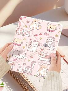Cute Cat Pattern Tablet Protective Case, Upgraded Multi-Fold Y-Shape Design, Multi-Angle Support, Double-Sided Printed Pattern, Compatible With IPad 10.2 Inch, (A16) 11 Inch 11th Gen 2025/10th Gen, 9th Gen, Shockproof, With Pencil Slot, Supports Sleep/Wake, Best Gift For Family And Friends - Multicolor - View 1