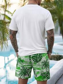 男士度假风印花短袖短裤套装 - 彩色 - 查看 3