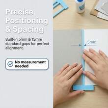6 piezas Herramienta de encuadernación fácil para principiantes, Kit de herramientas de encuadernación, Juego de plantillas de regla de plástico Suministros de scrapbooking Incluye regla en T, inglete de esquina, espaciador de lomo, divisor, plantilla de forma para hacer cuadernos y diarios DIY - Multicolor - Ver 5