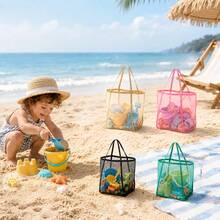 1pc Kids Beach Toy Storage Bag, Foldable Lightweight Mesh Beach Bag, Suitable For Toys, Shells, Towels - Multicolor - View 3