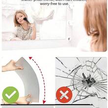 Flexible Self Adhesive Acrylic Mirror Wall Stickers 5Pcs Square Cuttable Non Glass Reflective Thickened Removable No Residue Easy Install Renter Friendly Personalized DIY Home Decor Wedding Table Bedroom Kitchen Dorm Graduation Housewarming - Silver - View 9