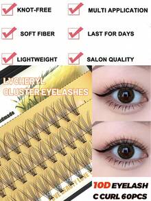 60 Clusters DIY Eyelash Extensions 10D Natural Lashes Volume Individual Eyelashes Extensions Lash Clusters DIY At Home Eyelash Clusters Fake Lashes Makeup Tools - C - View 5