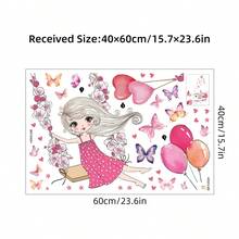 1片裝媽媽與女兒公主皇冠牆貼，嬰兒房裝飾，自黏式兒童臥室貼紙，女孩適用，卡通牆面藝術，嬰兒洗禮禮物 - 彩色 - 查看 14