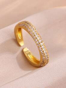 rakol 1pc Fashion Minimalist Square Round Geometric Open Ring For Women, Daily Wear, Stackable Ring - Square - View 1