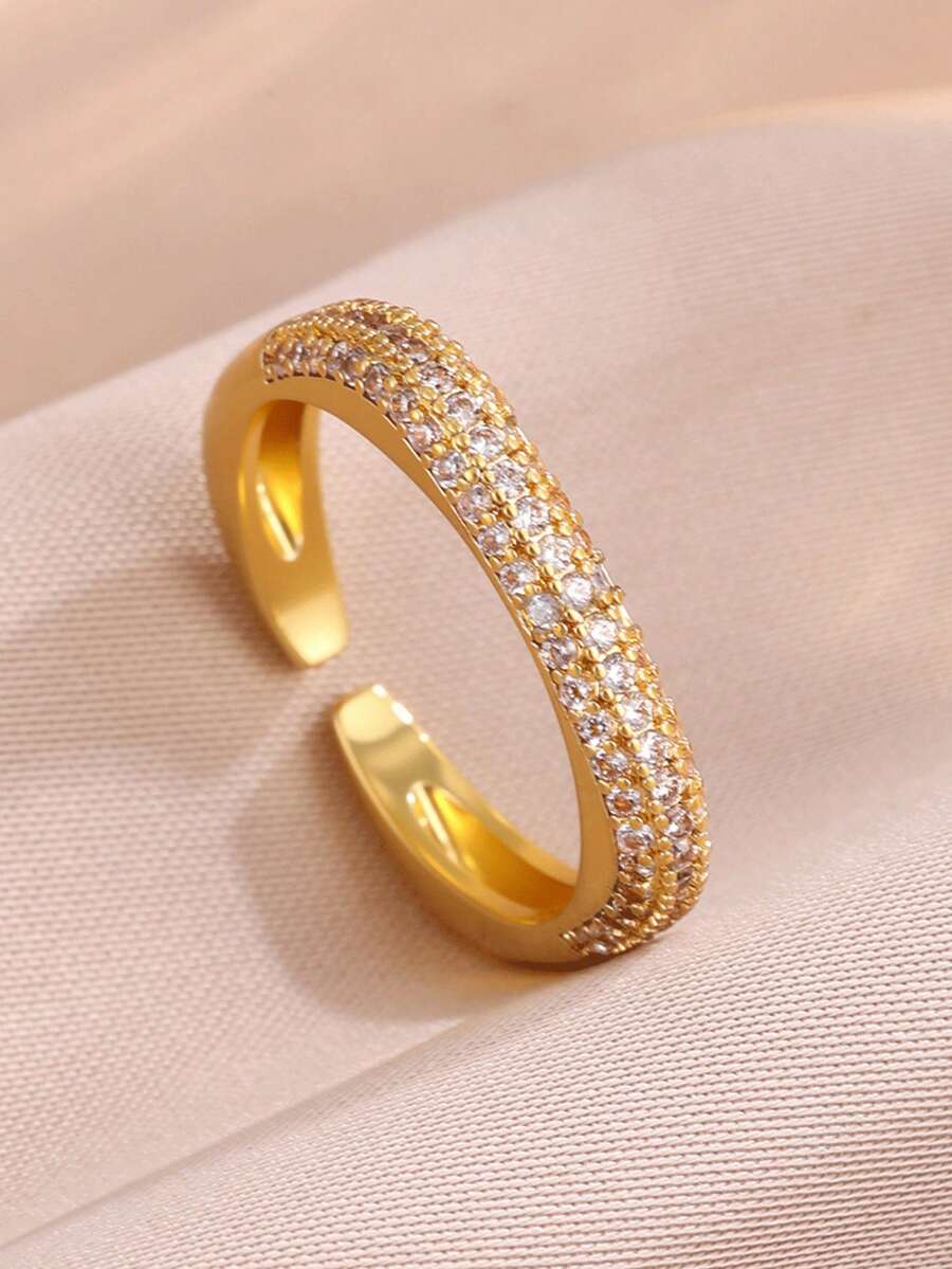 rakol 1pc Fashion Minimalist Square Round Geometric Open Ring For Women, Daily Wear, Stackable Ring - Square - View 1