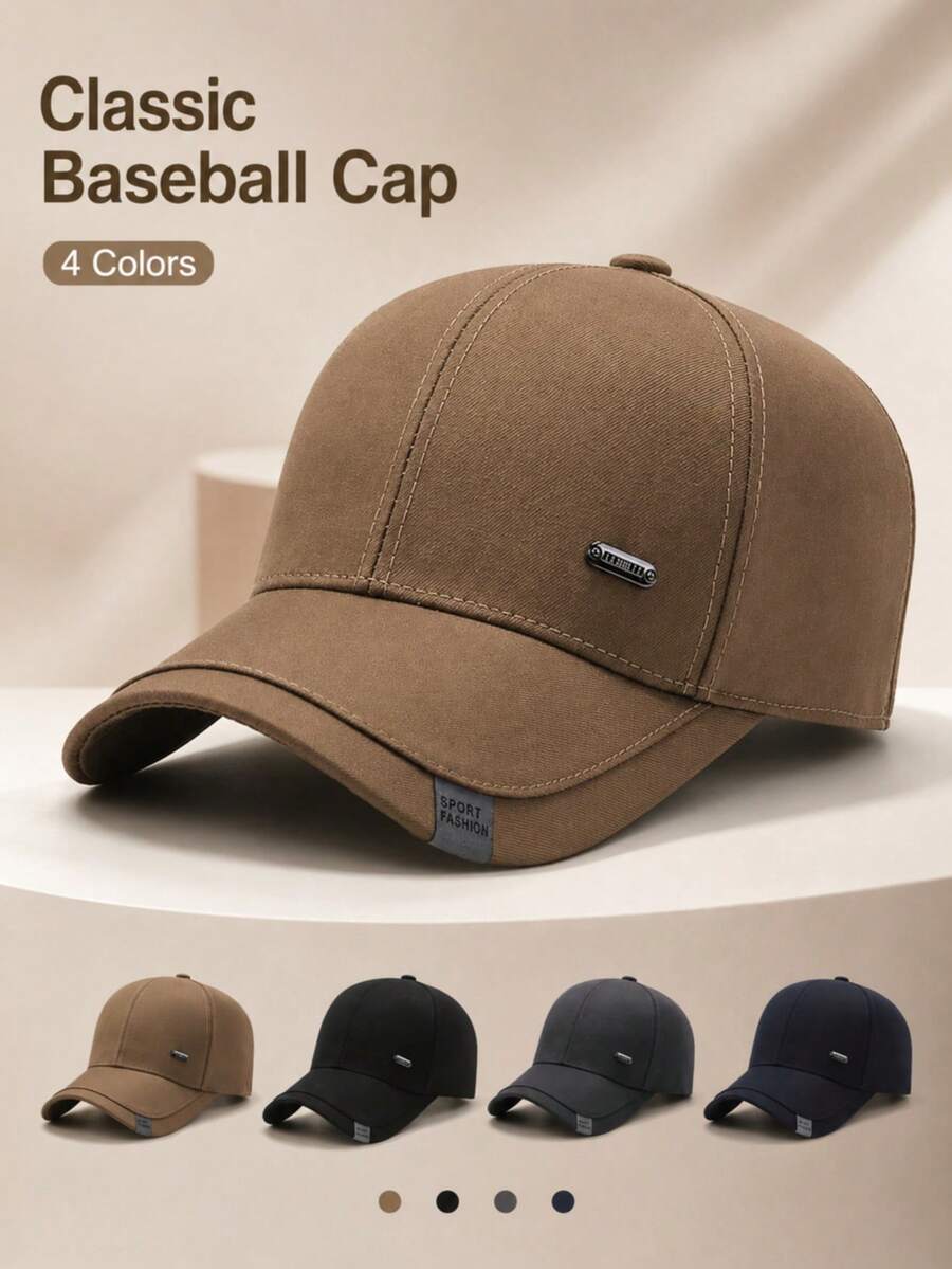 1 pieza Gorra de béisbol de unicolor, unisex, diseño cosido, gorra de camionero, gorra de sol casual y sencilla de moda, adecuada como regalo para papá/mamá, disponible en 4 colores: caqui, negro, gris oscuro, azul oscuro - Multicolor - Ver 1