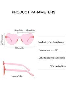 45/20/10pcs Frameless Glasses Set, Includes 5pcs Random Candy Color Heart-Shaped Lens Glasses, Unisex Photo Game Prop Glasses, Suitable For Party Decoration, Outdoor Activities, Daily Outfit Accessories - A - View 9