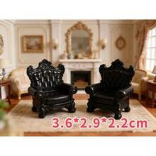 Artificial Single/Double Black Mini Sofa With Cushion, Resin Dollhouse Scene Decor, Desktop Model House Ornament, Photography Prop, Christmas Halloween Holiday Gift - Multicolor - View 8