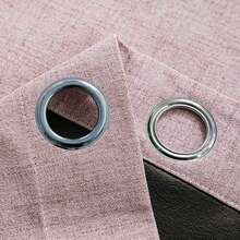 NOSBEI 2pcs Pink Linen Texture Blackout Curtains, Grommet Top Design, Light Blocking & Thermal Insulating, Suitable For Bedroom, Living Room, Office - Pink - View 7