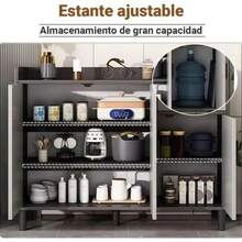 Multifunctional Wooden Cabinet With Multiple Storage Spaces - Grey - View 4