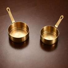 1pc Stainless Steel Sauce Cup, Non-Slip, Easy To Clean And Durable Western Dip Tool. Space-Saving Thickened Metal Kitchen Seasoning Small Bowl, Suitable For Ketchup, Salad Dressing And Various Dips. Prevents Countertop Mess (Exquisite Handle Design); Perfect Practical Gift For Home Cooking Enthusiasts. - Gold - View 3