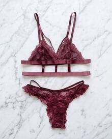Women Sexy Lingerie Sets - Burgundy - View 2
