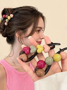 Beaded/Heart-Shaped Twisted Hair Clip - Sweet Minimalist Hair Accessory, Suitable For Women; Elegant Hair Accessory, Suitable For Updos And Smoothing Frizz,Clips For Hair - Multicolor - View 4