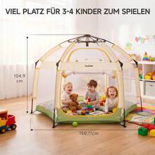 Jovikids Foldable Baby Playpen With Canopy, Pop-Up Tent For Children, Outdoor Use, Large 6-Sided Playpen With Carry Bag For Home, Garden, Beach. 150 X 15 X 105 Cm - A - View 4