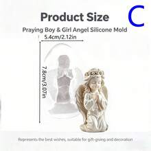 1 Stück 3D kniender Engel Silikonform, für Epoxidharz, Kerzen, Seife, Gipsguss und DIY-Basteldekoration, betender kleiner Engel Statue Form - Weiß - Übersicht 9