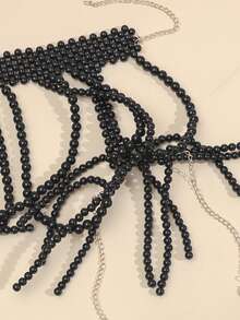 1pc Elegant Handmade Multi-Layer Luxury (Simulated) Faux Pearl Tassel Body Chain, Suitable For Wedding, Party, Evening Dress, Adjustable Length Jewelry Accessory For Women, Summer - STL2003 - View 9