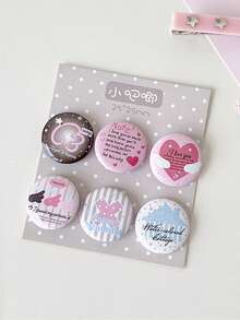 6pcs Original 25mm Badge Pins, DIY Student Scrapbook Bag Pins, Student Backpack Badges, Cute Cartoon Brooch Charms - Round - View 11
