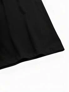 Under The Radar - Camiseta Retro Elástica para Mujer - Blusa de Manga Corta con Cuello Redondo - Top Básico Compatible |   Lavable a máquina - Negro - Ver 3