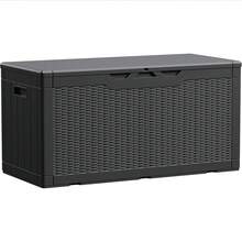 100 Gallon Waterproof Large Resin Deck Box Indoor Outdoor Lockable Storage Container For Patio Furniture Cushions Garden Tools (100 Gallon, Black) - Black - View 7