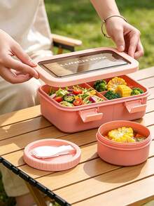 Caja de almuerzo a prueba de fugas con utensilios incorporados, caja bento con cierre de 4 lados, adecuada para la preparación de comidas – apta para microondas y fácil de limpiar – contenedor de alimentos de plástico duradero, adecuado para el trabajo y los viajes. - Multicolor - Ver 2