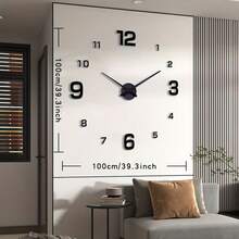 1pc Nordic Style Silent Creative Self-Adhesive Wall Clock, 40cm/50cm/80cm/100cm, DIY Acrylic Digital Wall Sticker Decor, Luminous Function, Perfect Valentine's Day Gift, Battery Powered (AA Not Included), Suitable For Living Room, Bedroom, Kitchen - Multicolor - View 1