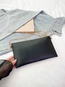 Nuevo bolso de mano para mujer con diseño de nicho de moda, unicolor, estilo sobre retro - Negro - Ver 8