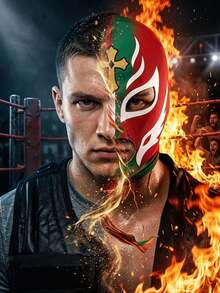1pc Men's Mexican Lucha Libre Mask Hero Print Full Face Balaclava Stretchy Milk Silk Breathable Combat Mask Halloween Carnival Party Cosplay Role Play Wrestler Costume Accessory Prop - Multicolor - View 5