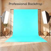 VOJCBKRE Light Blue Photography Backdrop, Light Blue Photo Background Screen, Light Blue Photography Studio Shooting Cloth, For Zoom Video Conferencing (Stand And Clips Not Included) - View 1
