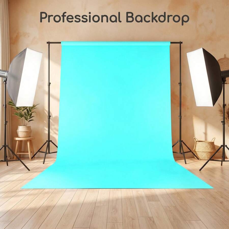 VOJCBKRE Light Blue Photography Backdrop, Light Blue Photo Background Screen, Light Blue Photography Studio Shooting Cloth, For Zoom Video Conferencing (Stand And Clips Not Included) - View 1