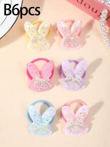 6/12 piezas Pinzas para el cabello de niñas con lazo de conejo, color caramelo multicolor, con purpurina y strass, accesorios para el cabello, pinzas para flequillo frontal y lateral, para uso diario - Multicolor - Ver 8
