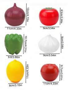 6-Piece Reusable Produce Saver Set - Veggie Shaped Fridge Storage Containers For Avocados, Onions, Lemons & Tomatoes - Airtight Food Keeper To Keep Fruits & Vegetables Fresh Longer - View 3