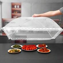 可折疊網狀食物遮蓋帳篷 40x60cm，可收納細網食物罩，防蠅防蟲，適合野餐、燒烤、露營、派對，便攜式戶外食物遮蓋罩，易清洗可重複使用 - 彩色 - 查看 6