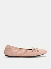 Women's Flat Split Toe Mary Jane Ballet Shoes With Bow, Low Vamp, Commuter Shoes, Autumn - Pink - View 3