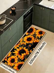 1 buah Keset Karet Lembut Bermotif Bunga Matahari untuk Lantai Dapur, Keset Penyerap Air yang Mudah Dibersihkan dan Cocok Digunakan di Dapur, Kamar Mandi, dan Area Lainnya. Cocok Digunakan Sepanjang Tahun dan untuk Berbagai Hari Raya. - MultiWarna - View 16