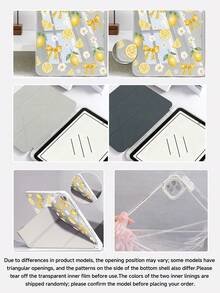 黃色蝴蝶結檸檬雙面彩繪壓克力水晶保護殼，適用於 iPad Air 8(M4)2026(11吋)、Air 8(M4)2026(13吋)、第10代、10.2/Mini 6/Mini 7/9.7吋、Galaxy Tab A9 Plus、3+Y可折疊平板，防彎曲、矽膠加固邊角、自動喚醒/睡眠功能、內置筆槽、多角度折疊支架 - 完美的日常保護，節日禮物 - 彩色 - 查看 6