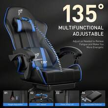 HLONONE Silla gaming con reposapiés, reposabrazos articulados, acolchado de espuma, respaldo ajustable a 135°, soporte para la cabeza y lumbar – Silla de oficina ergonómica de piel sintética para oficina en casa, zona de juegos, dormitorio y salón. - Amoratado - Ver 4