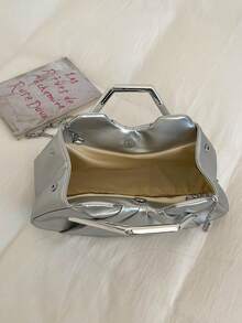 Sac à main plissé nuage pour femmes, design élégant de dame exquise de luxe léger avec chaîne en métal, mode haut de gamme convenant pour le shopping, les rendez-vous, les fêtes, couleur argent - Argent - Voir 8