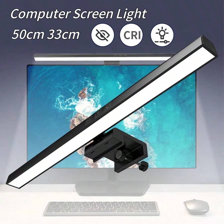 Lampu Monitor LED Anti Cahaya Biru dengan Kontrol Sentuh & Peredupan Otomatis, Lampu Layar Gantung Bertenaga USB Tersedia dalam Ukuran 33cm dan 50cm untuk Membaca di Kantor dan Menggunakan PC